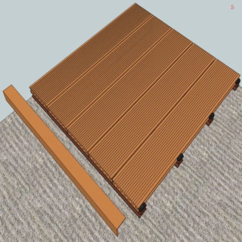 5.Edge Trimming: Once the decking is fully laid, proceed with the installation of the edge trim (L corner).