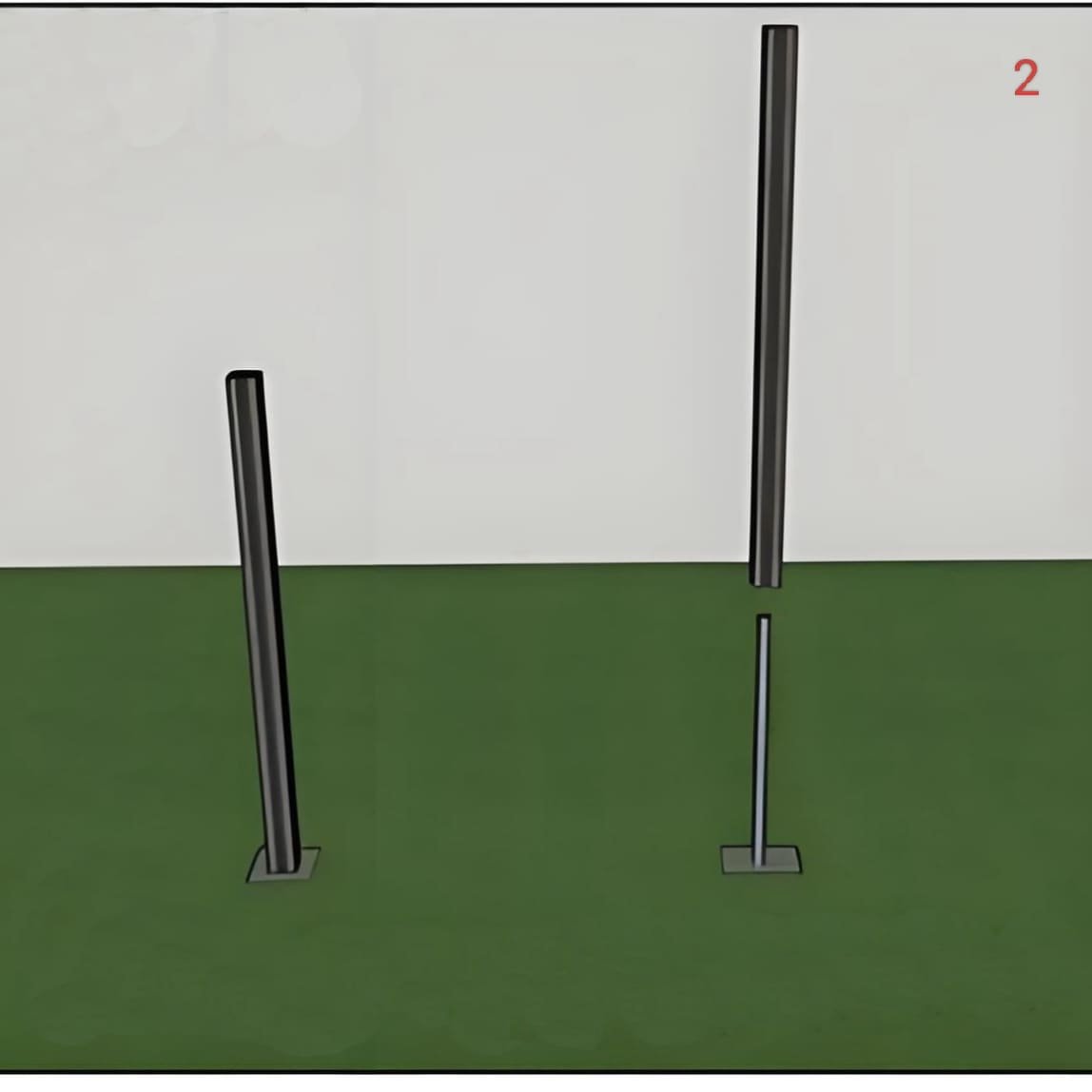 2. Install the Posts.   Insert the posts into the embedded bases and install the post skirts.